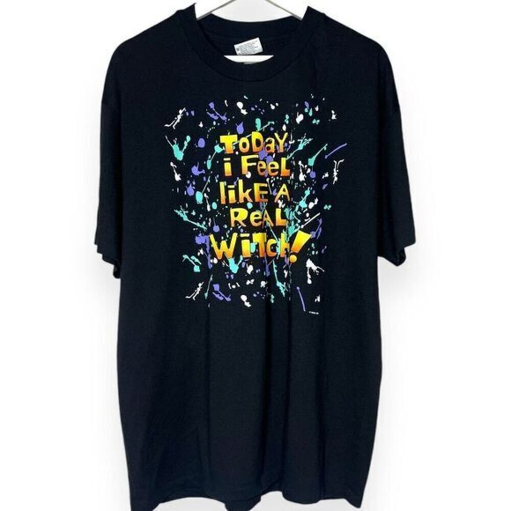 VINTAGE HANES Today I Feel Like a Real Witch‎ Graphic Tee Size XL